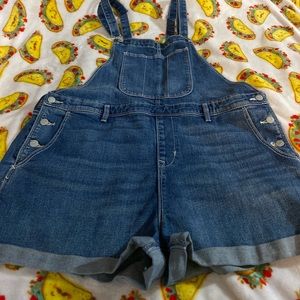 Old Navy Blue Jean Short Overalls